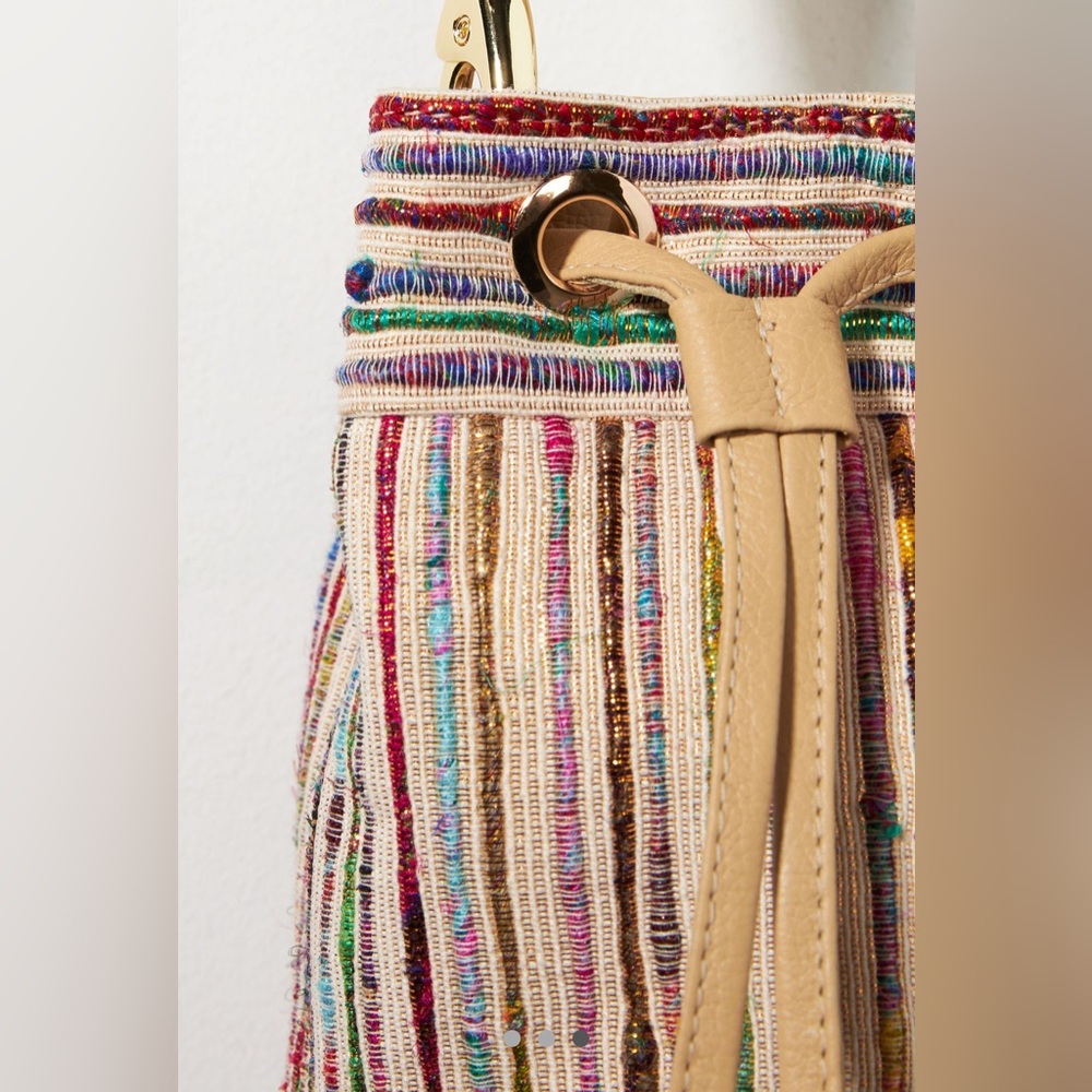 NWOT Anthropologie Claramonte Baby Angelo Drawstring Multi Gold Hobo Bucket Bag - Picture 6 of 16
